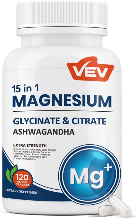 Amazon.com: VEV 15 in 1 Magnesium Glycinate & Citrate Complex Capsules ...
