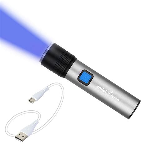 amiciVision 365nm UV Flashlight - Rechargeable Ultraviolet Black Light ...