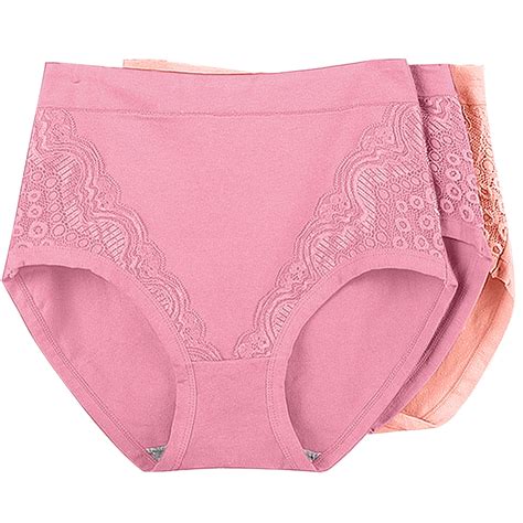 SCSAlgin Womens Underwear Plus Size High Waist Lace Panties Briefs 3 ...