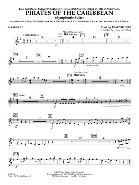 Pirates Of The Caribbean (Symphonic Suite) (arr. John Wasson) - Bb ...