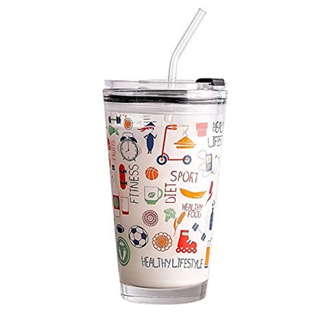DVH Coffee Cup Sipper Glass with Straw Mug with Straw Coffee Cup with ...