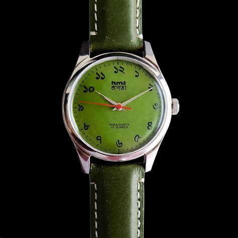 Vintage MOD HMT Janata Bangla Hand Winding 17 Jewels Green Face Green ...