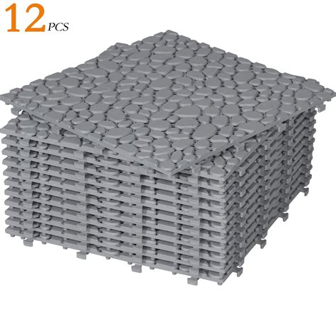 12 PCS Interlocking Deck Tiles 12" x 12", Plastic Patio Tiles Outdoor ...