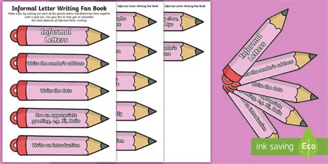 Pencil Themed Informal Letter Writing Prompt Communication Fan