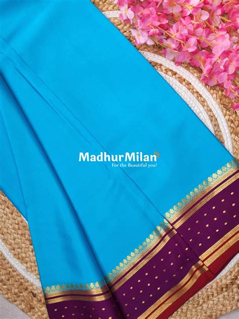 BENTEX BUTTA BORDER PURE CREPE SILK SAREE BLUE MEGENTA RED – Madhur Milan