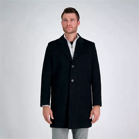 Men's Haggar Mid-Length Single Breasted Brushed Twill Topcoat