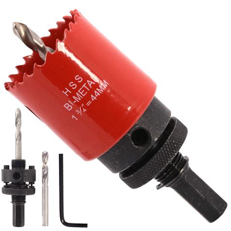 Koopi 1-3/4" Hole Saw with Heavy Duty Arbor, 38mm Depth Bi-Metal 1.75 ...