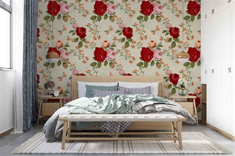 Retro Rose Pattern Wallpaper – Akar Creation