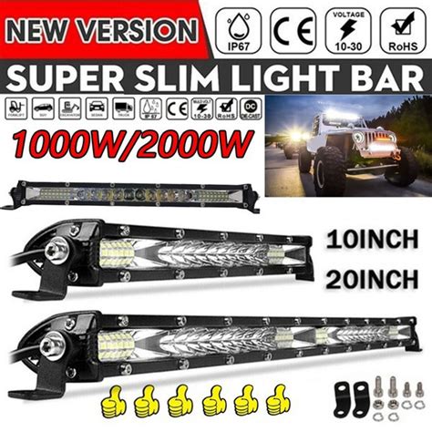 New Upgrade 20inch/10inch Universal LED Light Bar Spot Flood Combo SUV Boat Offroad Driving Car ...
