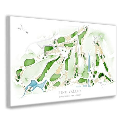 Pine Valley Golf Course Map, Course Layout of New Jersey Golf Map for Golfer, NJ Golf Print for ...