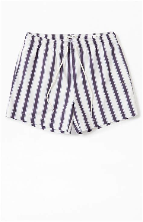 Pacsun Charcoal Stripe 4.5 Swim Trunks | PacSun