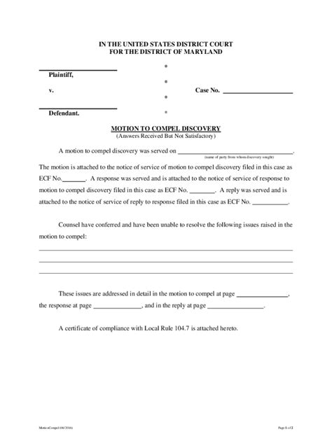 2016-2026 Form MD Motion to Compel Discovery Fill Online, Printable ...