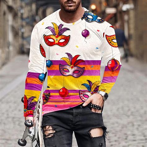 Afuyipoi Festive T-shirts for Men,Casual Pullover Glittery Holiday ...