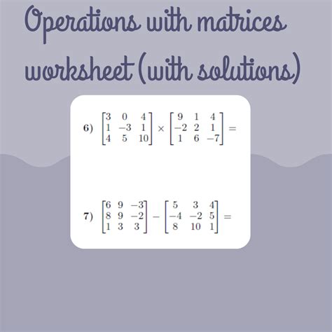 Image result for Matrices Multiplication Worksheet