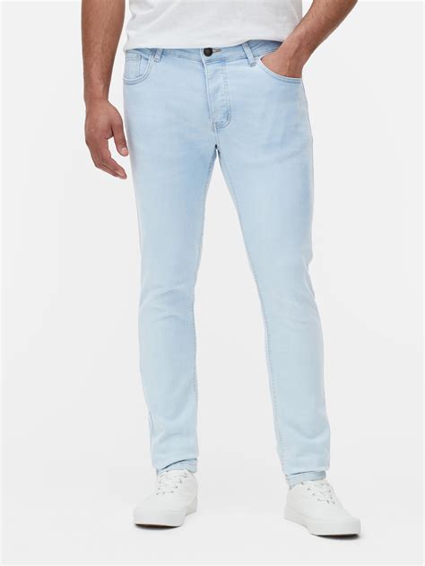 Mens Bright Blue Mid-Rise Skinny Jeans | Primark