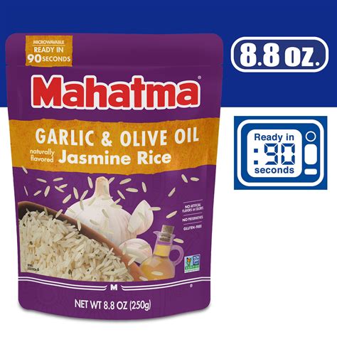 Mahatma Ready-to-Heat Garlic and Olive Oil Jasmine Rice,(1Pack ...