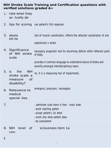 NIH Stroke Scale Training and Certification questions with verified ...