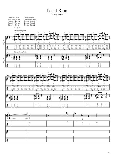 Grayscale - Let It Rain Tab & Chords - Fearless Records