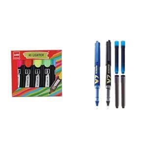 Cello & Pilot - Hi-lighter (Pack of 5, Vivid Cols - Yellow, Pink, Peach ...