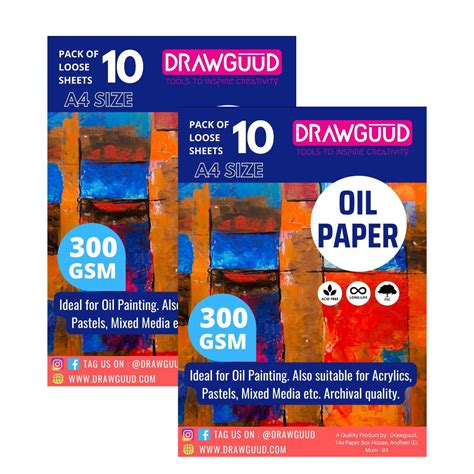 DRAWGUUD Pack of 2 300 GSM Oil Paper 10 Sheets PER Pack 10+10 = 20 She ...