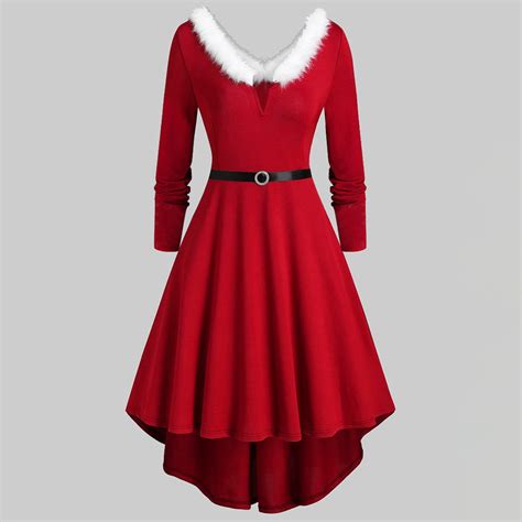 Aboser Mrs Claus Santa Costume Dresses for Women 2024 Winter A-Line ...