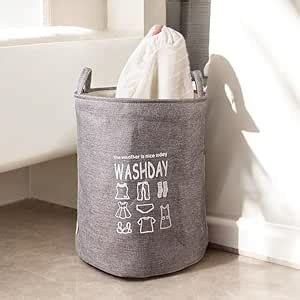 CASA-NEST Folding Laundry Basket for Clothes, Round Collapsible Storage ...