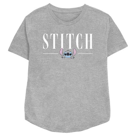 Women's Lilo & Stitch White Script Face Graphic Tee Athletic Heather ...