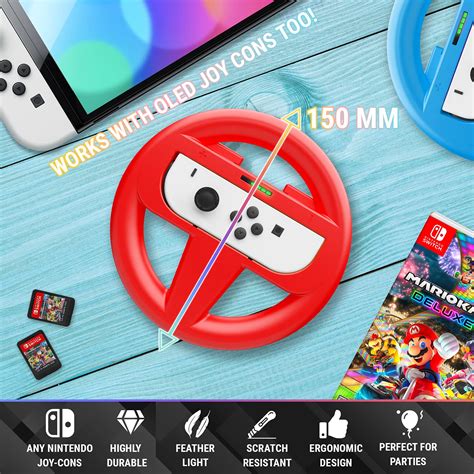 Orzly Steering Wheels for Nintendo Switch & OLED JoyCons, Racing Wheels ...