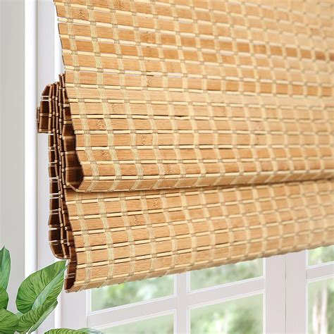 Amazon.com: Comzone Blinds Cordless Blackout Bamboo Roman Shades, Easy ...