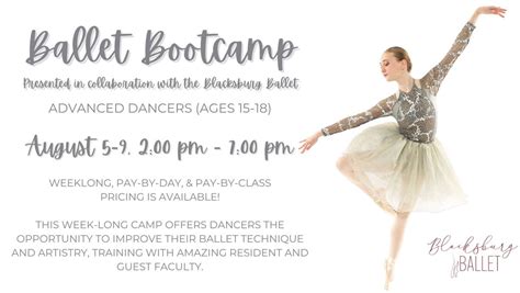 Ballet Bootcamp (ages 15+), Dancetech, Blacksburg, 5 August to 9 August ...