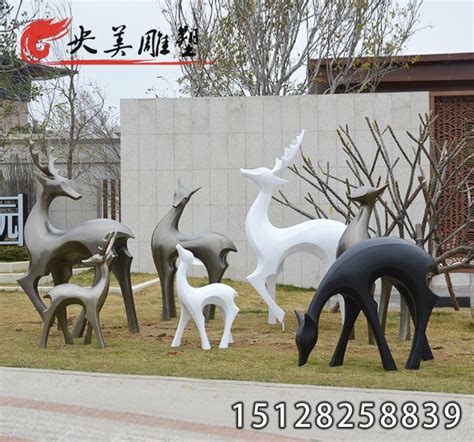 方圳玻璃钢鹿雕塑装饰深圳公园园林环境-方圳雕塑厂