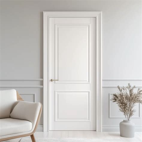 Elegant White Door with Classic Molding – Minimalist Interior Design in ...