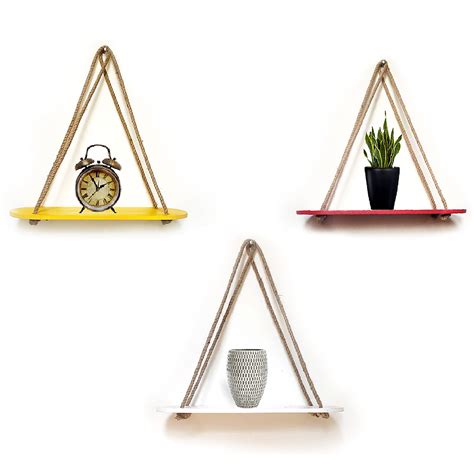 VAH Wall Hanging Shelf, Combo of 3 Set of Rectangle oval Design Multi ...