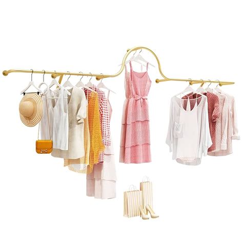 Buy YAO DIAN Wall-mounted Clothes Rail, Metal Clothes Display Rack ...