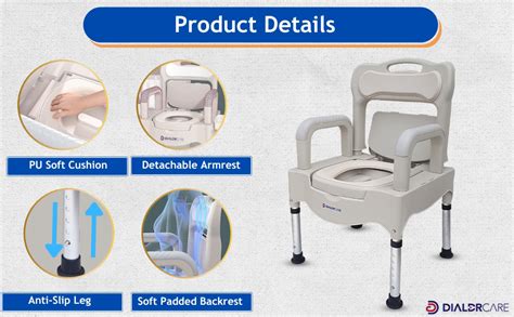DIALDRCARE Bedside Commode Toilet Potty Chair