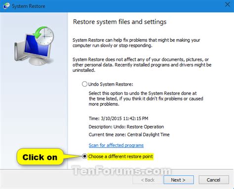 Image result for System Restore for Windows 10