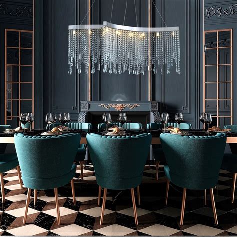 Dining Room Rectangular Crystal Chandelier With Linear Design - SOFARY
