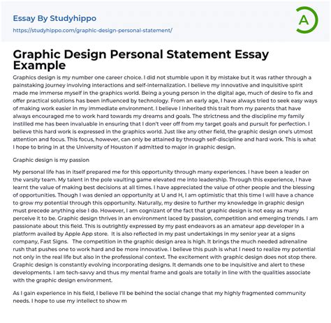 Graphic Design Personal Statement Essay Example | StudyHippo.com