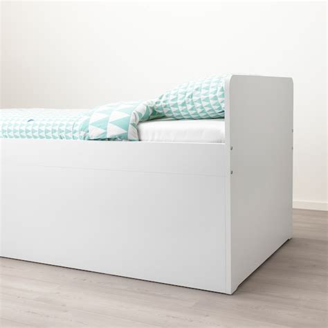 SLÄKT bed frame with storage, white, 90x200 cm (353/8x783/4") - IKEA