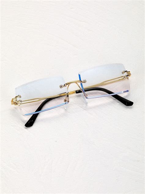 Square Rivet Decor Rimless Sunglasses – Wear.Style