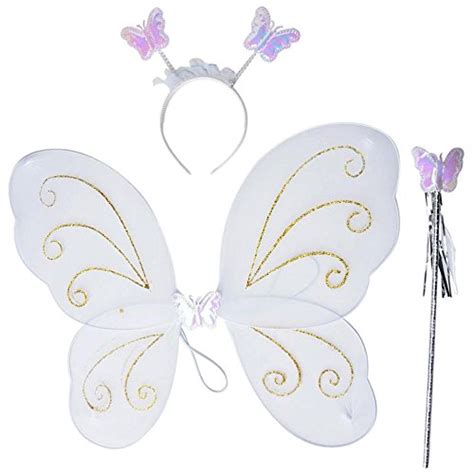 Fancydresswale Girls Butterfly Fairy Angel Wing, Wand and Hairband ...