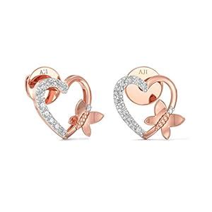 Joyalukkas 18k (750) Rose Gold and Diamond Stud Earrings for Girls ...
