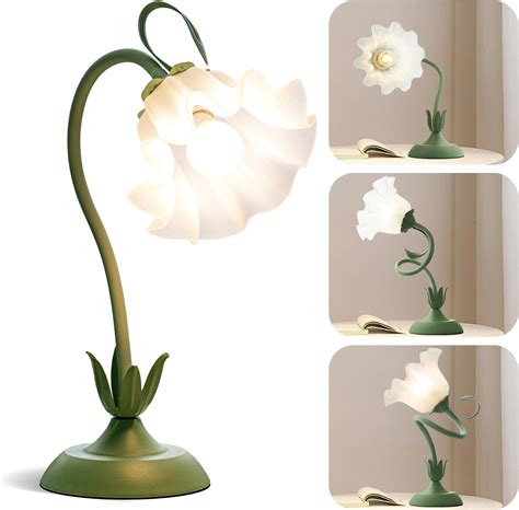 WERFOP Vintage Flower Desk Lamp,‎ 3 Color Modes Floral Table Lamp Cute ...