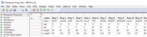 Image result for JMP Table Transpose Functions