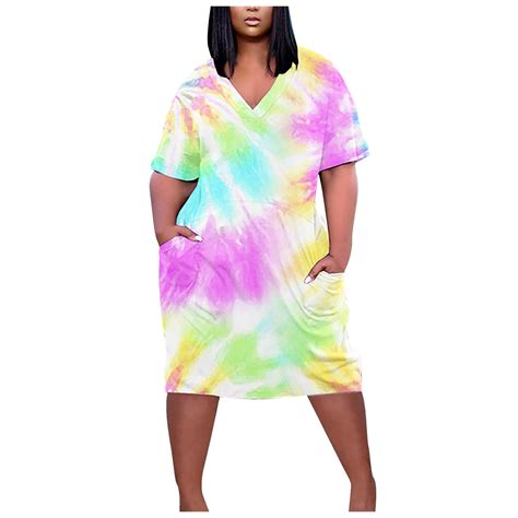 fartey Women Plus Size Sundresses 2023 Trendy Baggy Tie Dye Print ...