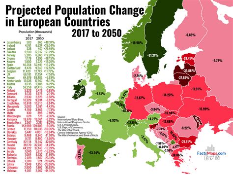 Expected population change in european countries between 2017 to 2050. : r/MapPorn