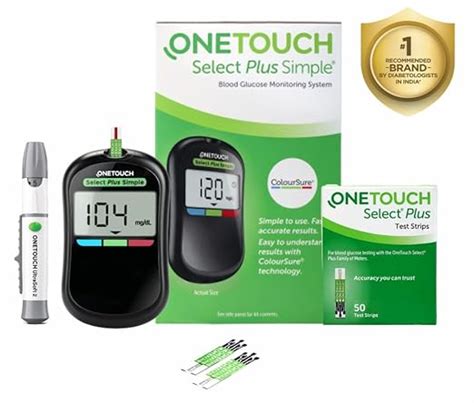 OneTouch Select Plus Simple glucometer machine with 50 Test Strips ...