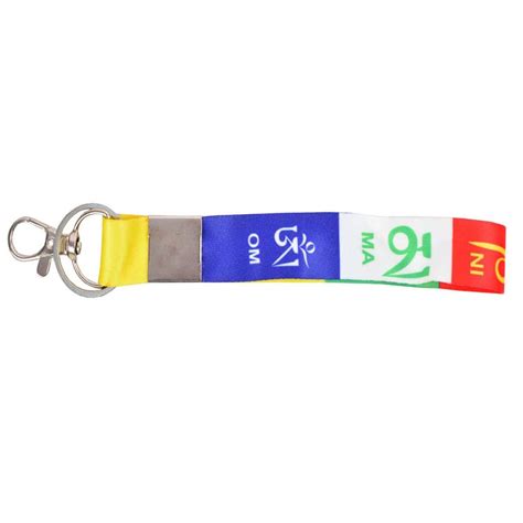 Buddhist Prayer Om Mani Padme Hum Ribbon Key Chain 6 inches Locking Ho
