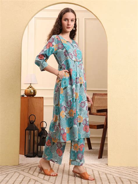 Shop trendy pure cotton kurta pant sets for women online – Yufta Store