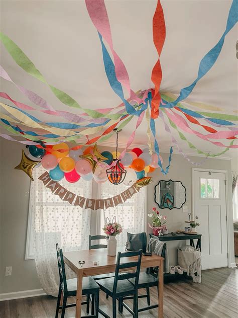 Ceiling Streamers in 2025 | Diy birthday decorations, Birthday ...